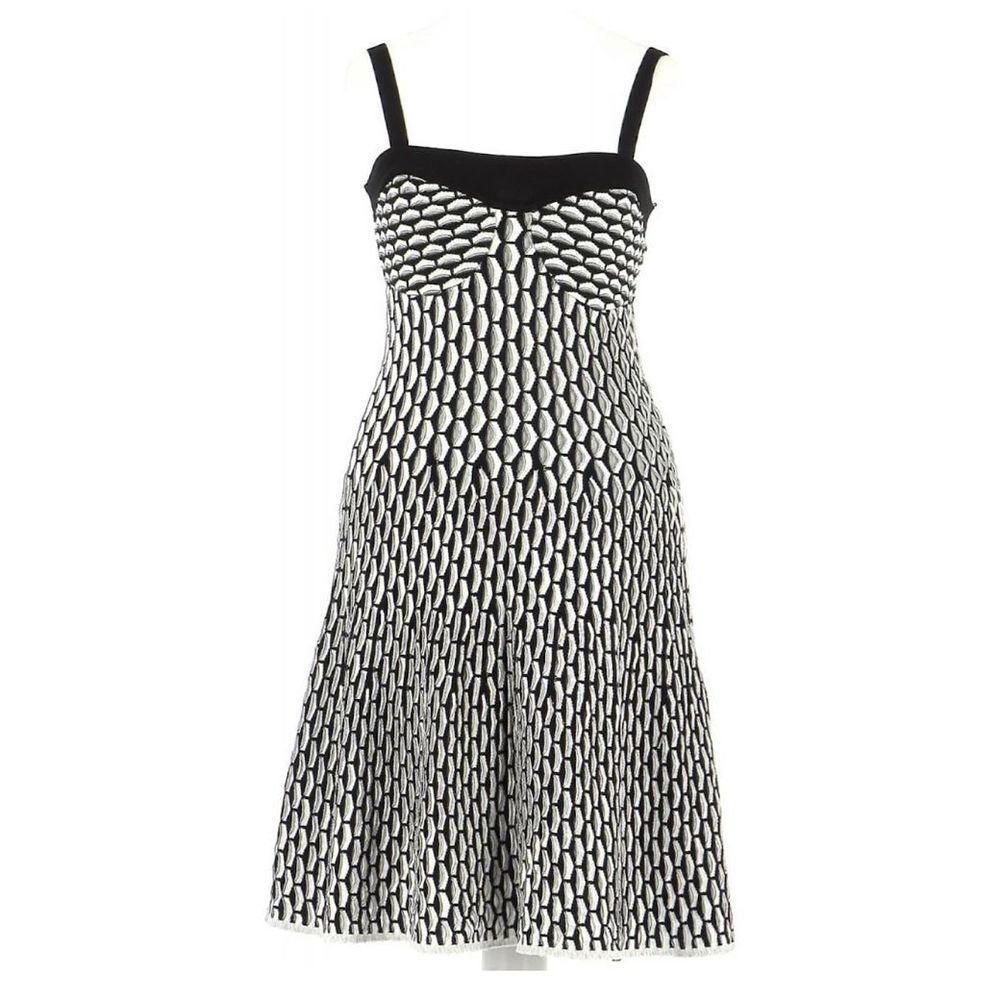M Missoni Black White Classic Pattern Midi Knit Dress Size US 8